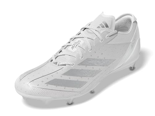 adidas Men's Adizero Electric American Football Sneaker, White/Silver Metallic/White, 12 adidas Men's Adizero Electric American Football Sneaker, White/Silver Metallic/White, 12