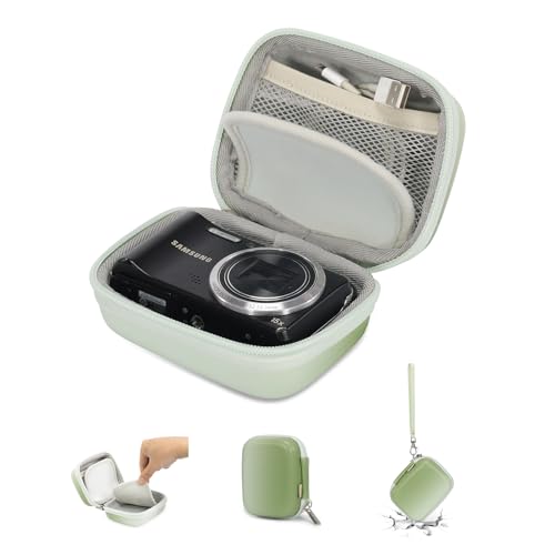 Cwatcun Carrying & Protective Case for Digital Camera, Small Camera Pouch for AbergBest 2.7" LCD Kodak Pixpro/Canon PowerShot ELPH 180/190 / DSCW830 Travel Cameras, Water-resistant Case - Green