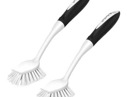 SetSail Dish Brush with Handle, 2 Pack Stiff Bristles Dish Scrubber with Built-in Scraper Dish Scrub Brushes for Cleaning Dishes, Pots and Pans, Kitchen Sink, White SetSail Dish Brush with Handle, 2 Pack Stiff Bristles Dish Scrubber with Built-in Scraper Dish Scrub Brushes for Cleaning Dishes, Pots and Pans, Kitchen Sink, White