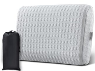 Vekkia Travel Pillow with Memory Foam, Portable and Compressible Camping Pillow with Washable Cover, Ergonomic Supportive for Sleeping, Ideal for Adults & Kids Travel, Hiking, Airplane, Car (Gray S)