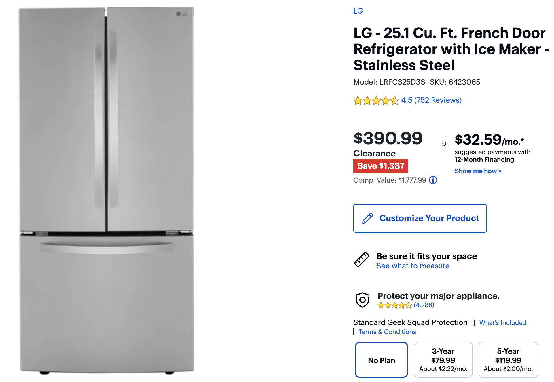 LG – 25.1 Cu. Ft. French Door Refrigerator ON CLEARANCE
