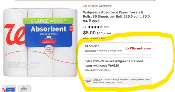 Double Dip Glitch At Walgreens On Paper Towels