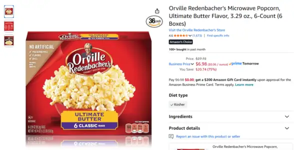 Price Error! 36 Pack Orville Redenbacher'S Microwave Popcorn!