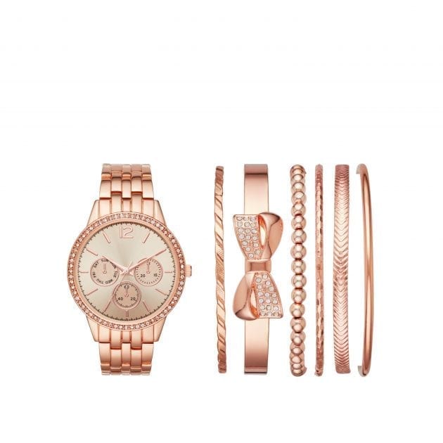 Rose Gold Watch And Stackable Bracelet Gift Set Only $1.50!